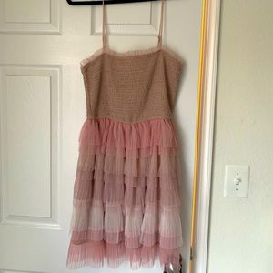 Pink Ruffle Dress - Size large - stretchy material. Storia brand.